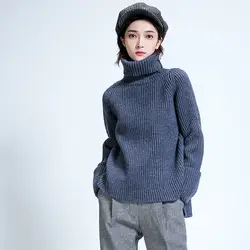Зимние новинки для женщин Шерсть 2018 свободный свитер с высоким воротом тонкий повседневное рукава Одежда с длинным рукавом утолщение