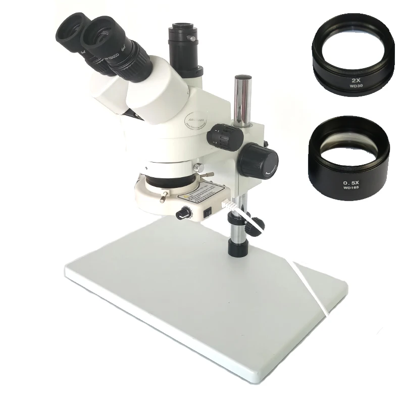 

Free shipping Big table Continue binocular zoom eyepieces 3.5X-90X Simul-focal Trinocular stereo microscope BGA IC phone repair