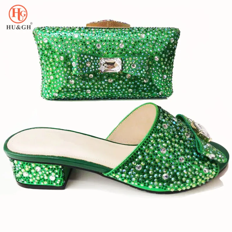 

New Fashion African shoe and bag set for party Italian Wedding shoe with matching bag lady design matching shoe and bag Low Heel