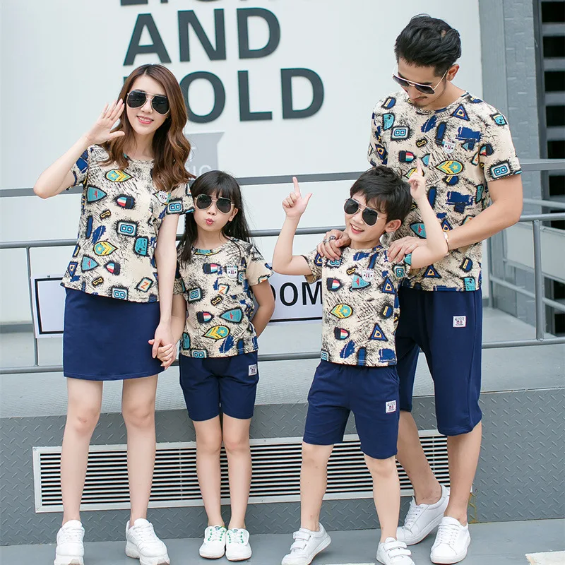 2019 verano nuevo Casual familia juego ropa trajes pareja