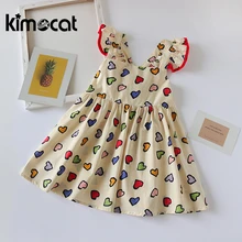 Kimocat Baby Girl Clothes Sleeveless Summer Princess Dress Pink Cute Kids Dresses For Girls Vestido Infantil Girl Party Dress baby girl dress pink flower sleeveless ball gown princess wedding dresses girls baptism 1 year vestido infantil 6m 4y