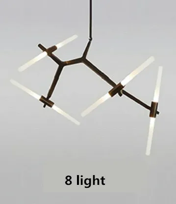 Современная вращающаяся металлическая ветка, светодиодная люстра G9 для гостиной, подвесная люстра, светодиодное освещение для помещений - Цвет абажура: 8 light