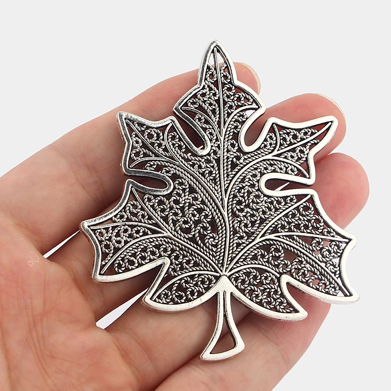 

5Pcs Large Grape leaves Charms Maple Leaf Pendants Silver Tone Jewelry DIY Necklace Making Finding 74x63mm