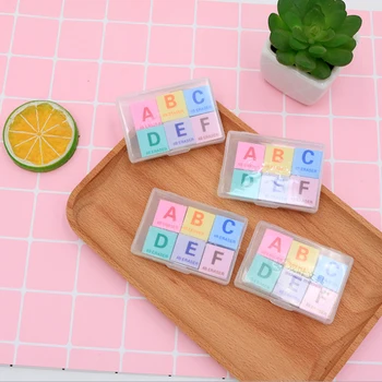 

6pcs/lot Cute English letter A-F boxed Eraser Set School Supplies Stationery Rubber Eraser Correction Supplies Kid Cute Gift