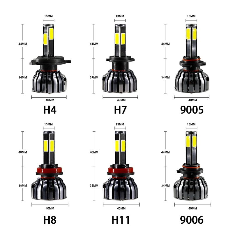 Hlxg 2 шт. 4 стороны h7 светодиодный 5000 K H4 светодиодный Canbus автомобильные лампы комплект 90 W H11 9006 лампы для автомобильных фар для автомобилей с напряжением 12 V 6000 K 360 градусов