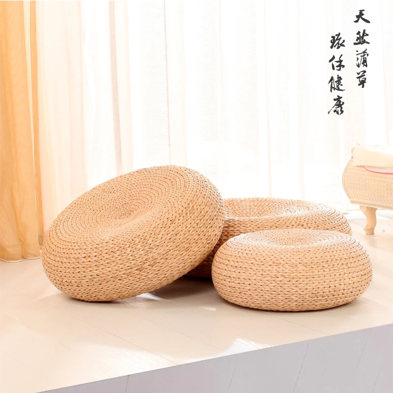 buy Hot Natural Handmade Water Grass Round Seat Cushion Floor Ottoman Yoga Meditation Cushions