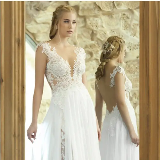 Online Shop Simple Summer Style Vintage Bohemian Lace Wedding