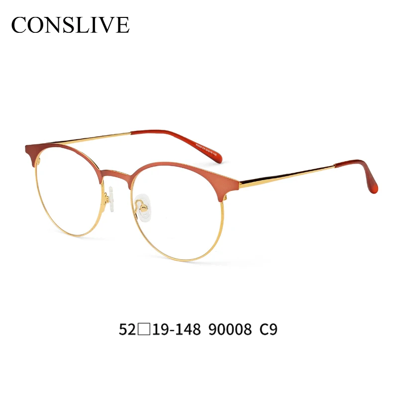 Женские оправы для очков, круглые оптические очки, близорукость, Мультифокальные очки, женские ретро очки, оправы для очков, 90008 - Цвет оправы: C9 Red
