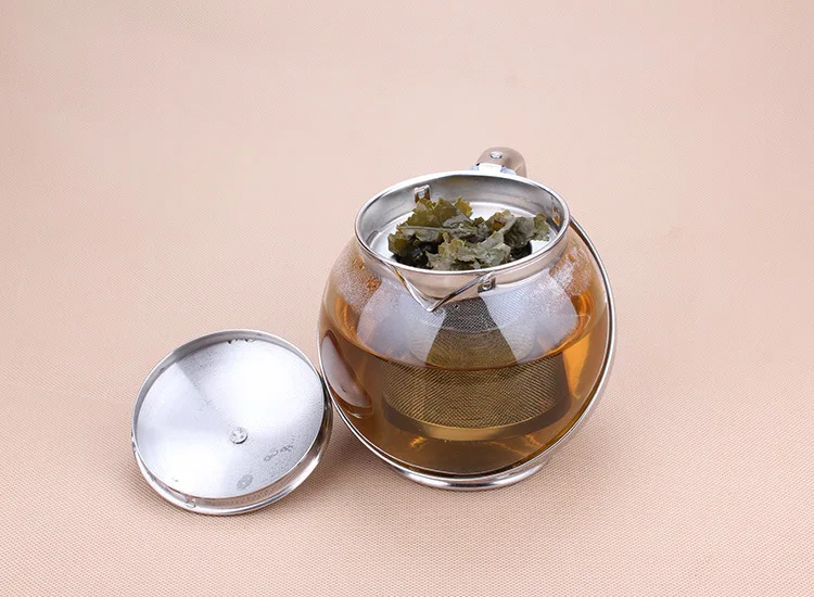 500 мл сферический стеклянный цветочный чайник из нержавеющей стали, цветочный чайный набор пуэр Чайник Кофе чайник удобный с отделением для заварки дома