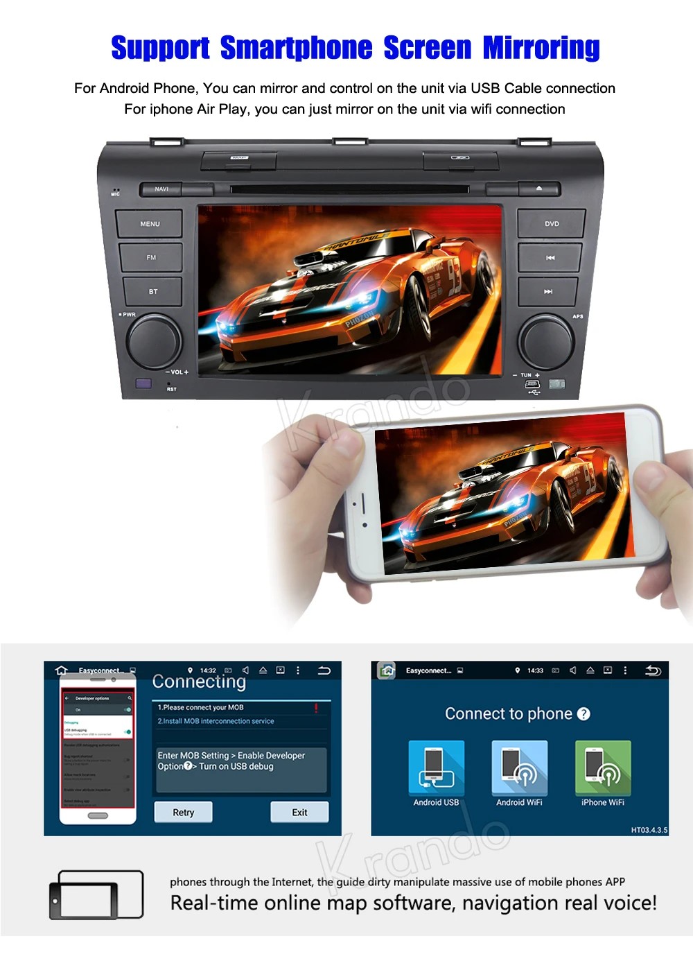 Discount Krando 7" Android 9.0 car audio navigation multimedia system for Mazda 3 2004-2008 radio gps dvd player WIFI 3G DAB+ 4