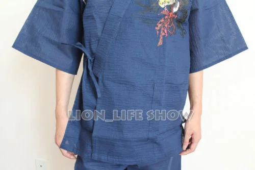 summer Men Japanese Jinbei Kimono Carp Short Sleeve Pants Sleepwear Pajama Homewear