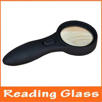 

4x Elderly LED Lighted Reading Glass Handheld Magnifier with Lamps Illuminated Magnifying Glass Loupe with Money Detector