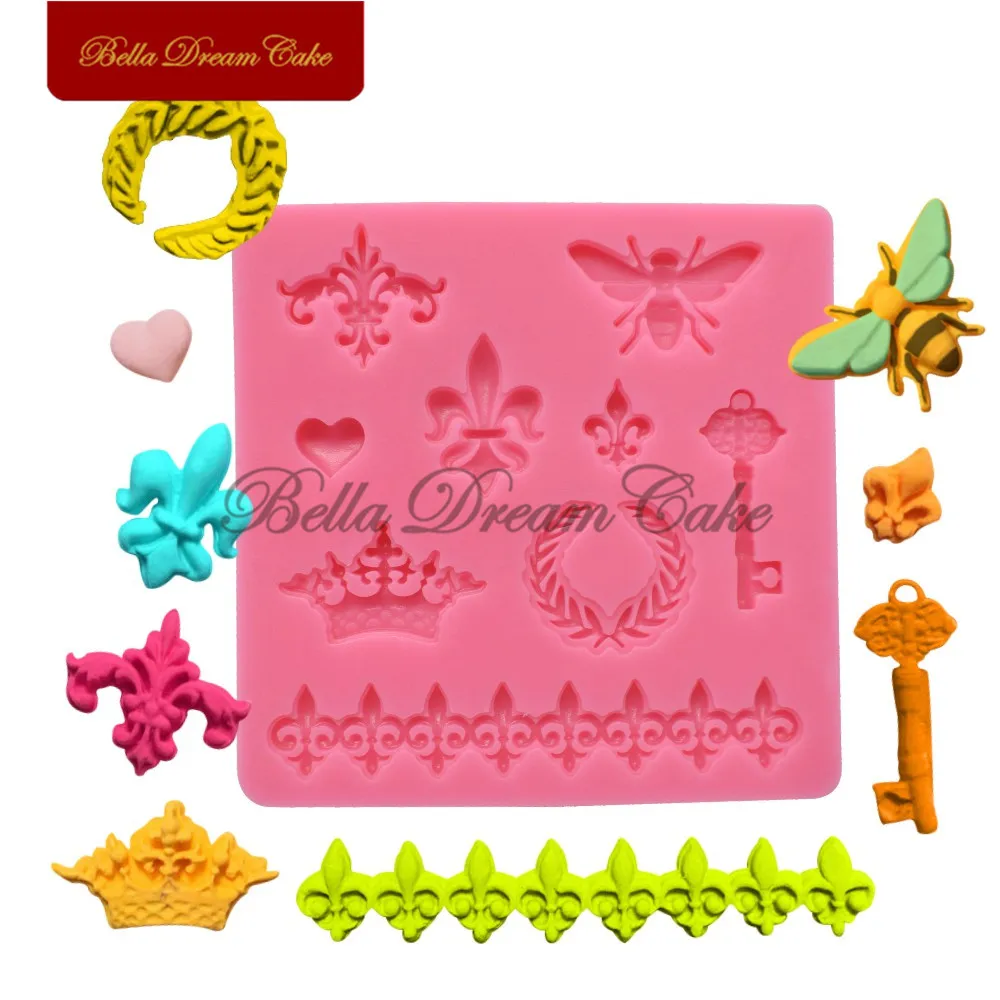 

Crown Key Bee Silicone Mold Fondant Chocolate Molds Sugarcraft Silicone Mould Cake Decorating Tools Baking Accessories