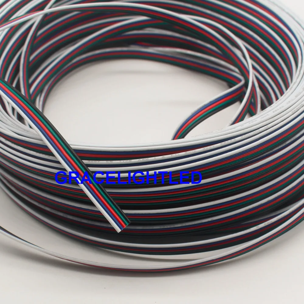 

1- 20m 5 Pin RGBW Extension Wire Connector Cable Cord For 5050 RGBW RGBWW LED Strip light
