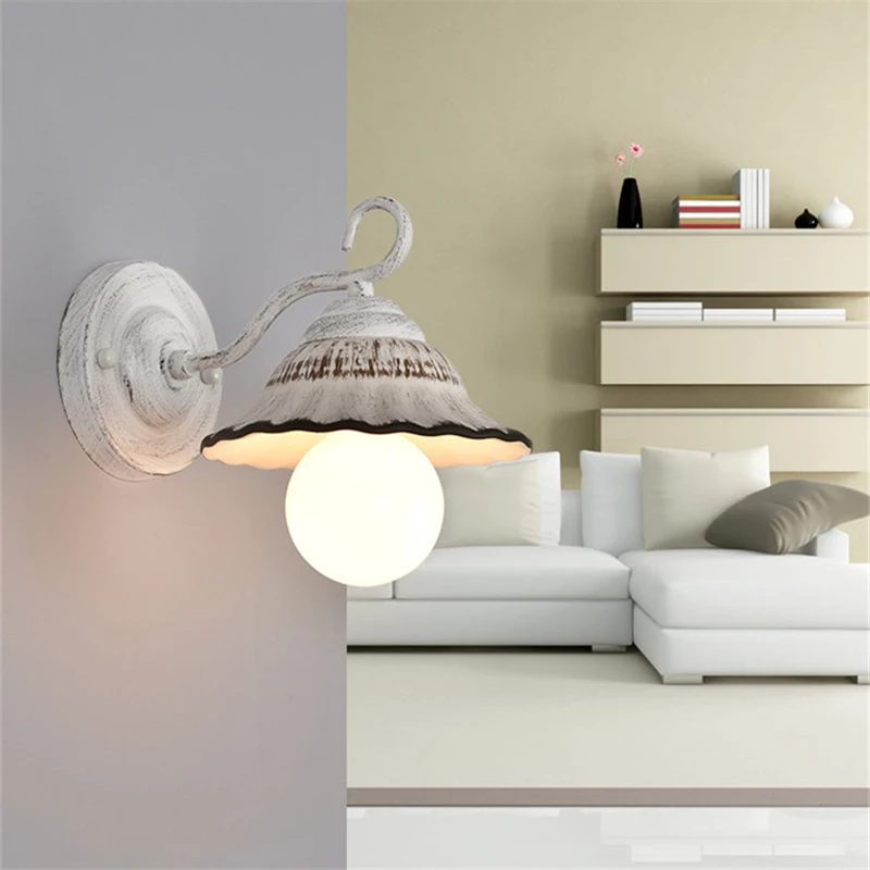 

Vintage led wall lamps American minimalist ceramic Nordic creative white E27 wall lights for balcony bedroom aisle Reat aurant