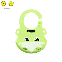 Cartoon Prints Baby Silicone Feeding Bib Kids Bib Adjustable Waterproof Feeding Tools Boy Girl Bibs Apron cartoon cow pattern non toxic silicone feeding food baby bib deep pink