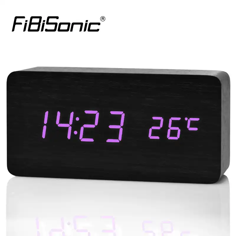 Fibisonic обновление LED Будильники, despertador Температура звуки Управление LED Дисплей Desktop Цифровой настольный Часы - изображение