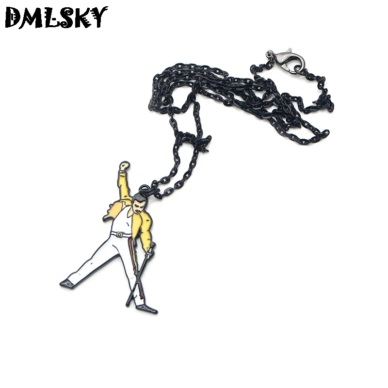 DMLSKY рок певец Фредди Меркурий ожерелье s подвеска из легированной стали ожерелье Панк ювелирные изделия косплей подарок для мужчин мальчиков M3107