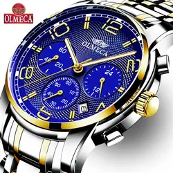 OLMECA мужские часы люксовый бренд военные спортивные золотые синие мужские наручные часы хронограф кварцевые часы Relogio Masculino 2019