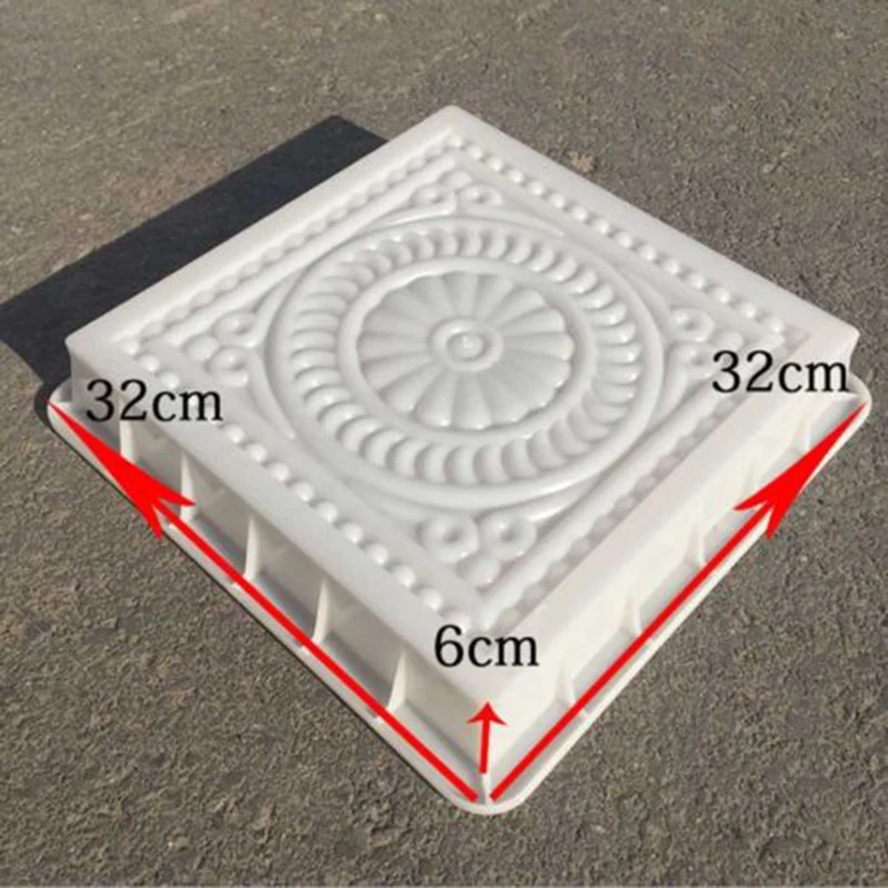 Mould White Pavement Patios Concrete DIY Plastic Road Paving Stone Walkways Paths 32*32cm*6cm Square Path Maker