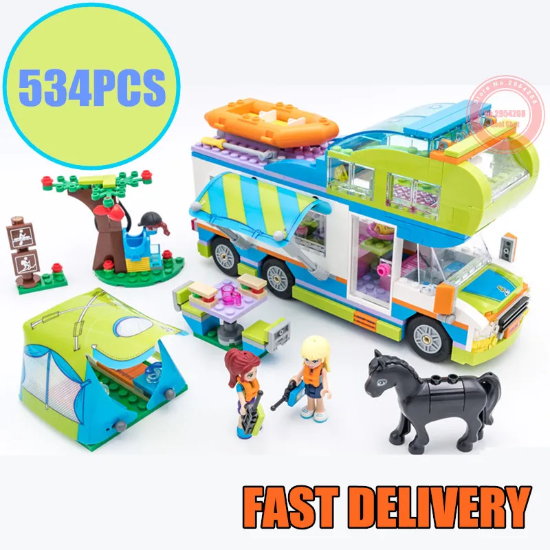

New Girl Series Camping Bus Car Friends fit friends city Building Blocks Figures Bricks Birthday Gift Girls Toys