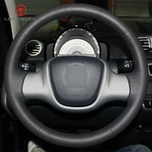 LQTENLEO черная искусственная кожа DIY Ручная сшитая крышка рулевого колеса автомобиля для Smart Fortwo