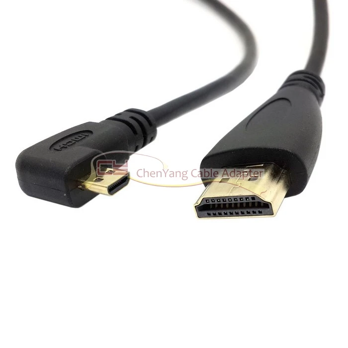10 шт./лот CY левый Угловой 90 градусов микро HDMI к HDMI Мужской HDTV кабель 50 см для сотового телефона и планшета