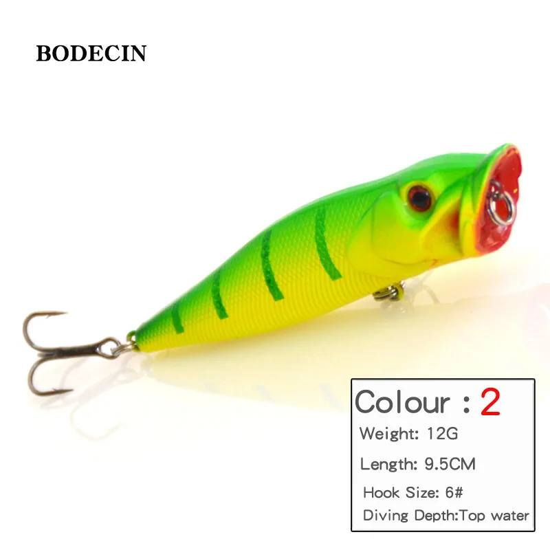 1PCS Fishing Lure Hard wobblers Bait Poper Topwater 3D Eyes Fish Popper Artificial Laser Baits 4# Hooks Tackle Floating Swimbait (10)