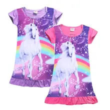 Lucky/Детская ночная рубашка с рисунком лошади для маленьких девочек; платье принцессы; Пижама; ночная рубашка; цельнокроеное платье