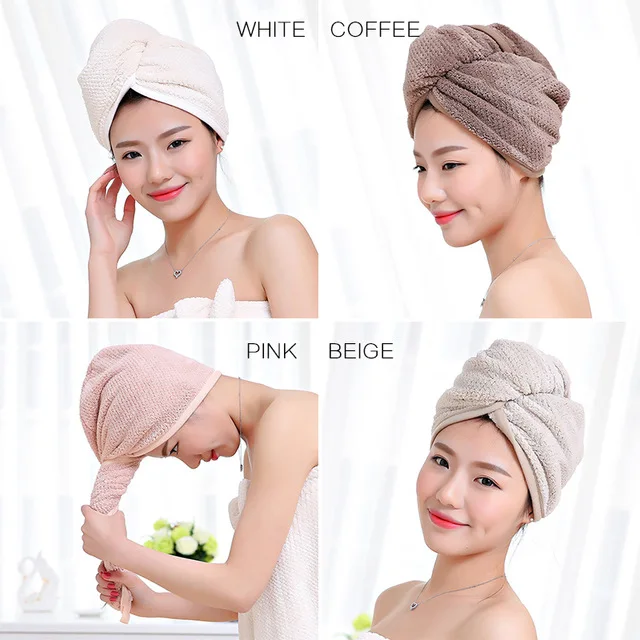 

Microfiber Solid Hair Turban Quickly Dry Hair Hat Womens Girls Lady's Cap Bathing Tool Drying Towel Head Wrap Hat
