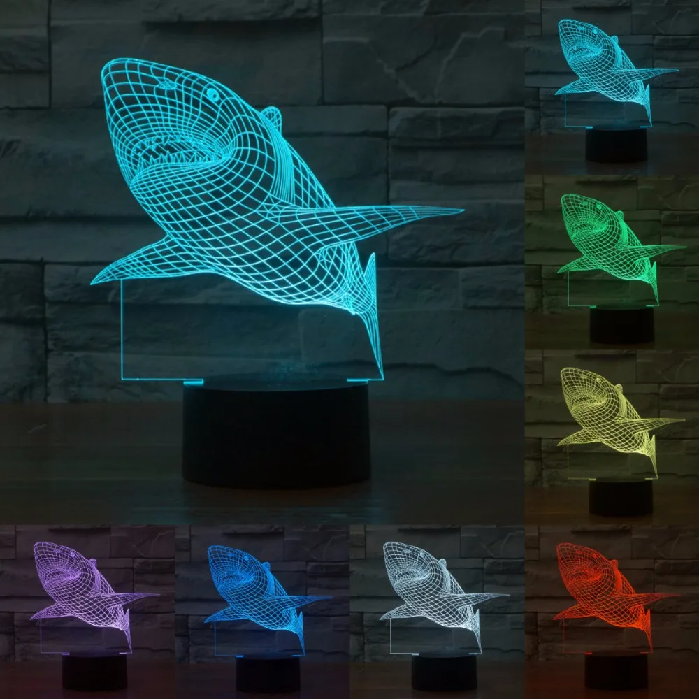 Creative Shark Lovely Night Light Shark 3D Lights Children decorate