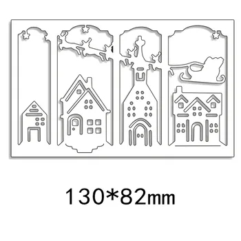 

130*82mm Village Card Panel New Metal Cutting Dies Stencils for DIY Scrapbooking Paper Cards Making Craft Fun Decoration