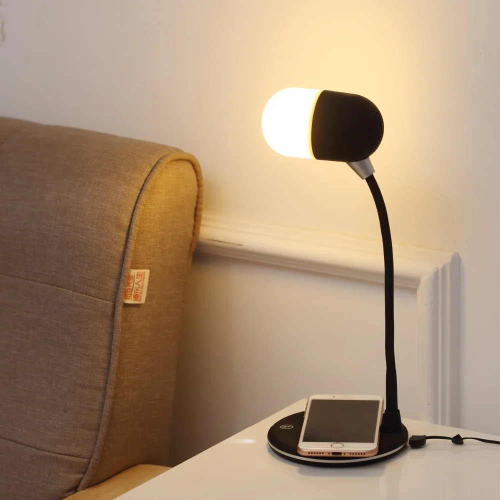 

Table Lamp Dimmable LED Desk Lamp Wireless Charging Lamp With 3 Brightness ,Bluetooth Speaker ,Black