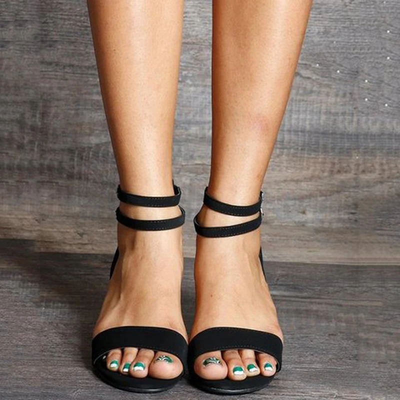 

Fashion Sandals Women Rome Black Gladiator 2019 Summer Wedges Shoes Buckle Strap Pumps Woman Open Toe Suede Lady Casual Shoes