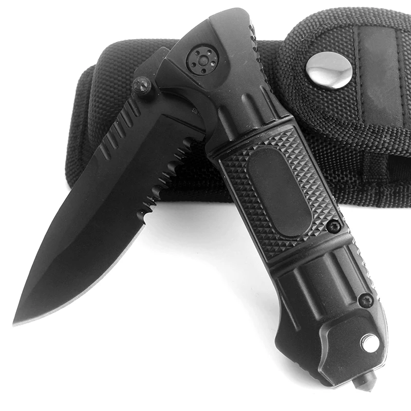 KKWOLF Folding Knife Multifunctional Half-tooth Walther Defence Pocket Knife Black Survival Hunting Knife EDC Tactical Knife too KKWOLF Folding Knife Multifunctional Half-tooth Walther Defence Pocket Knife Black Survival Hunting Knife EDC Tactical Knife too