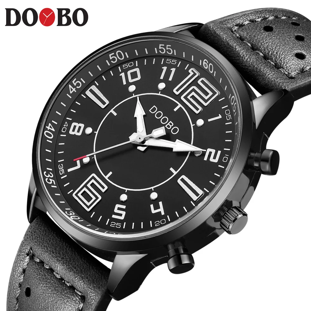 

Mens Watches Top Brand Luxury DOOBO Sports Watch Men Military Leather Quartz-watch Waterproof Male Clock Relogio Masculino