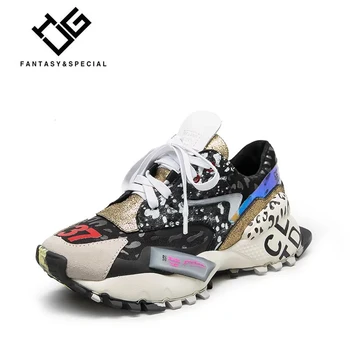 

IGU Women Shoes Sneakers Genuine Leather Females Platform Harajuku Punk Shoes Sneakers Creeper Vulcanized Shoes Mocasines Mujer