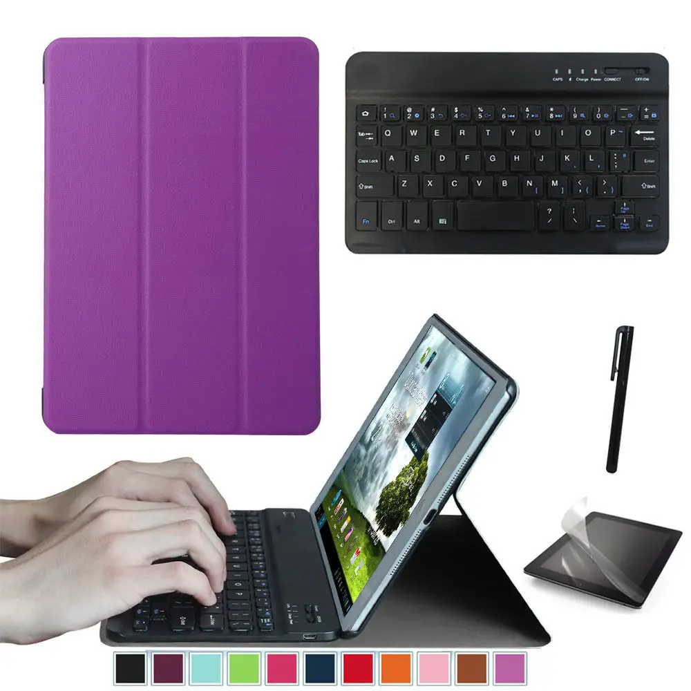 Набор аксессуаров для huawei MediaPad M3 8,4 BTV-W09 BTV-DL09-умный чехол+ Bluetooth клавиатура+ Защитная пленка+ стилус - Цвет: Фиолетовый