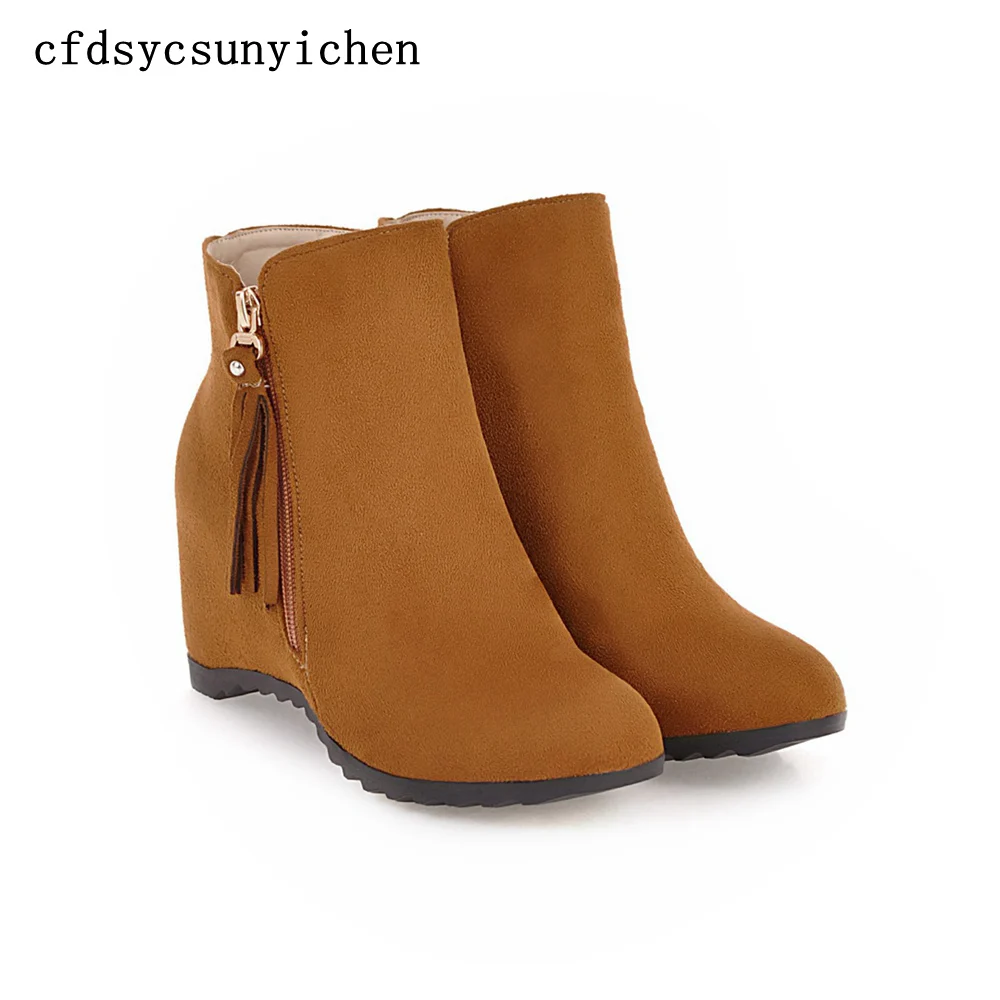 

Women Shoes Ankle Boots Beige Yellow Black Big Size High Quality Brand Women Shoes Height Increasing BA-BBGZ-7-7