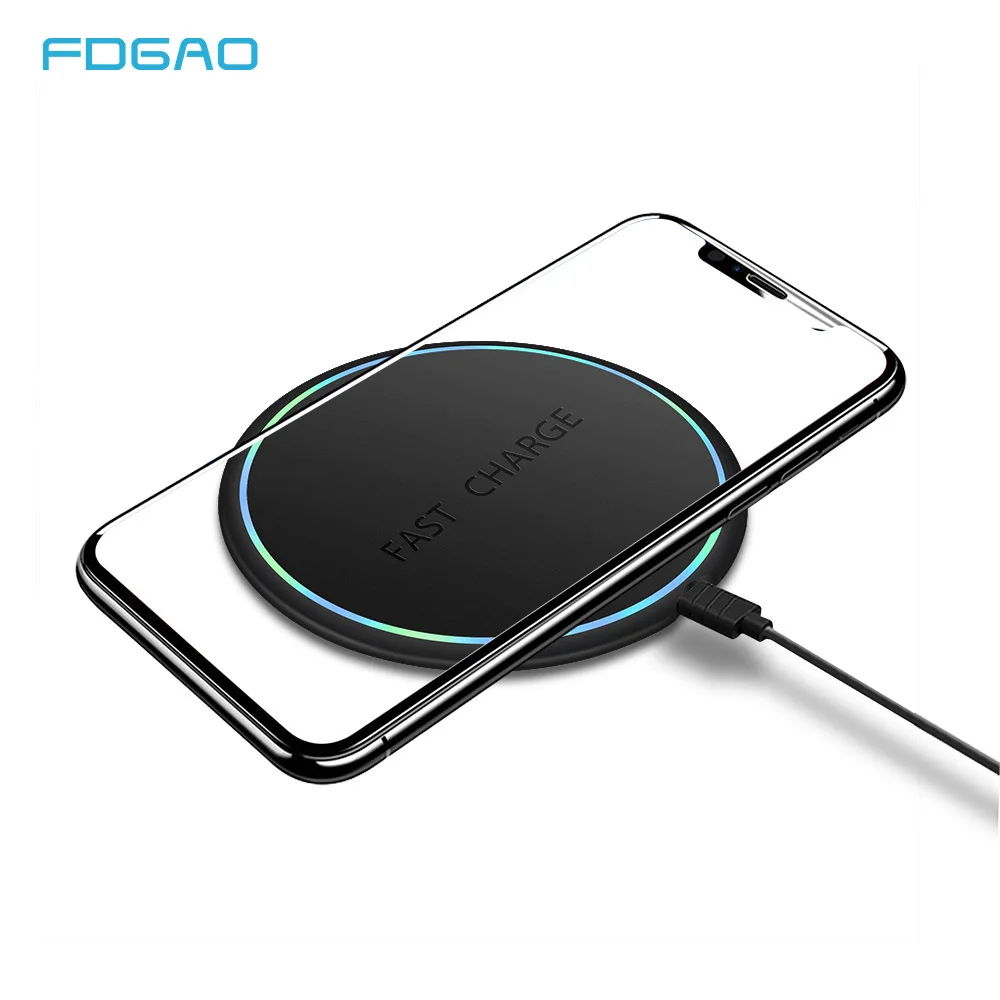 FDGAO 10 Вт Быстрое Qi Беспроводное зарядное устройство для iPhone X XS Max XR 8 Plus USB быстрая Беспроводная зарядка для samsung S8/S8+ S9/S9+ S10
