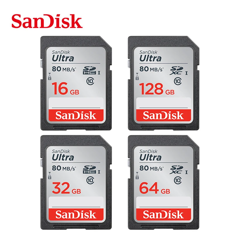 SanDisk Ultra оригинальный SD card 16 ГБ 32 Class10 SDHC 64 128 256 SDXC 80 МБ/с. уш 1 Поддержка для