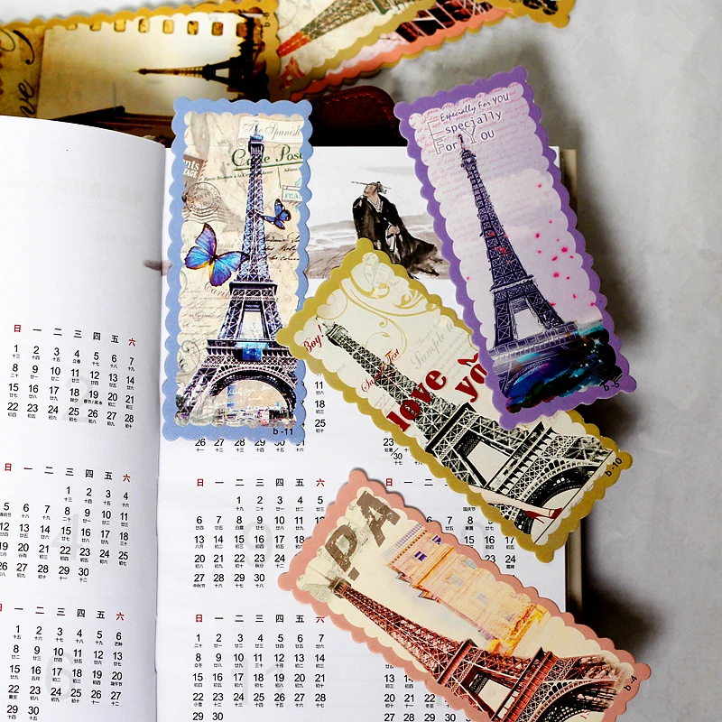 

20 pcs/set eiffel tower paper bookmark paper bookmarks for books gift Bookmarks for collect labels, indexes & stamps