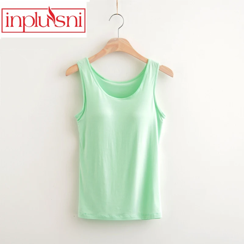 Inplusni women vest without steel cups with chest pad camisoles modal tanks personalized design vest focus on women health