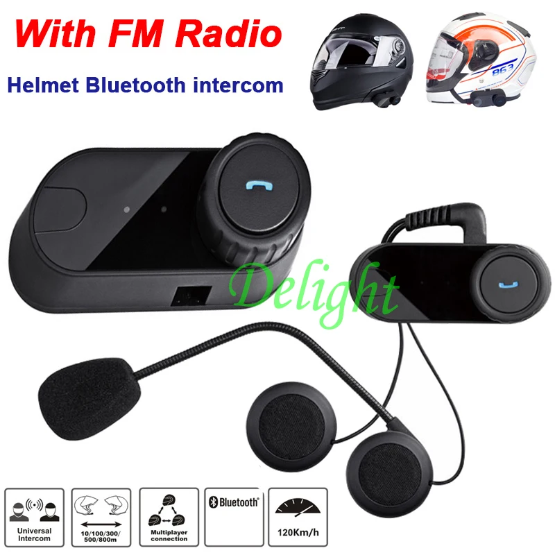 1 шт. BT Bluetooth мотоциклетный шлем Интерком системы беспроводной интерком 800 м 2 переговорник для водителей с гарнитурой FM радио
