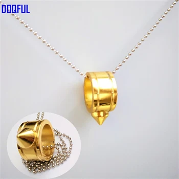 

Self Defense Finger Ring Necklace Golden Woman Man Survival Safety Outdoor Multifunction Protective Fashion Ornaments Pendant