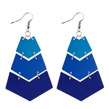 

2018 New Arrival Geometric V Shape Leather Chevron Earrings for Women Fashion Jewelry Wholesale
