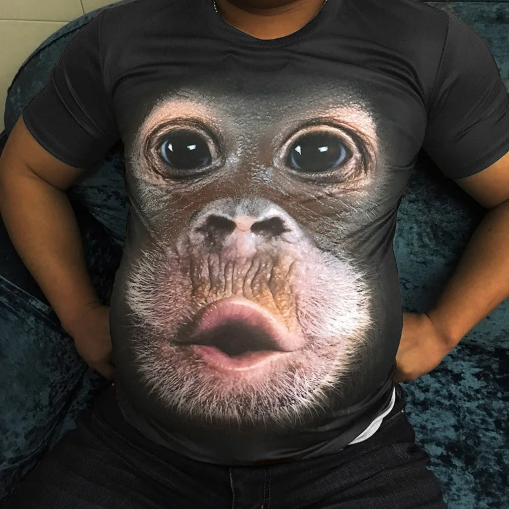 Страус Мужская Весенняя и летняя футболка 3D принт животное футболка с обезьяной короткий рукав Забавный дизайн повседневные мужские футболки - Цвет: Coffee