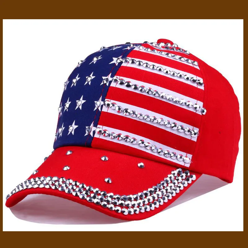 BINGYUANHAOXUAN, мужская и женская бейсболка, флаг США, алмазная заклепка, брендовая круглая Кепка унисекс, Регулируемая Кепка в стиле рэп-рок, модные кепки
