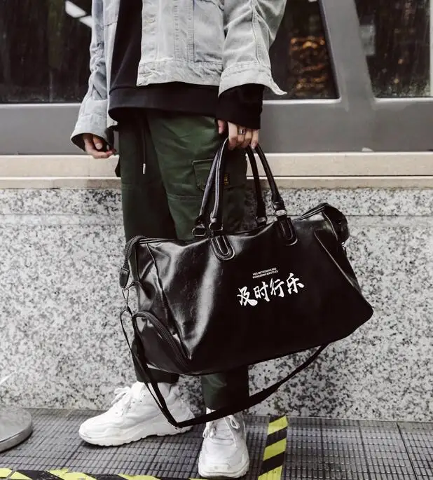 Мода китайский иероглиф Carpe Diem Для мужчин gym bag Повседневное Для женщин Дорожные сумки Большая поклажа черный мешок Big выходные дорожные сумки