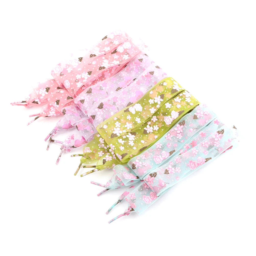 

1 Pair Snowflake Yarn Flat Satin Silk Ribbon Shoelaces Sneaker Strings Sneaker Sport Shoes Lace 4 Colors Shoe Laces